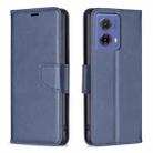 For Motorola Moto G85 Lambskin Texture Pure Color Flip Leather Phone Case(Blue) - 1