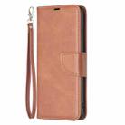 For Motorola Moto G85 Lambskin Texture Pure Color Flip Leather Phone Case(Brown) - 3