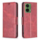 For Motorola Moto G35 Lambskin Texture Pure Color Flip Leather Phone Case(Red) - 1