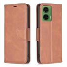 For Motorola Moto G35 Lambskin Texture Pure Color Flip Leather Phone Case(Brown) - 1