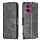 For Motorola Moto G55 Lambskin Texture Pure Color Flip Leather Phone Case(Black) - 1