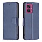 For Motorola Moto G55 Lambskin Texture Pure Color Flip Leather Phone Case(Blue) - 1