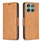 For Motorola Moto G56 5G Lambskin Texture Pure Color Flip Leather Phone Case(Yellow) - 1