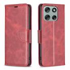 For Motorola Moto G56 5G Lambskin Texture Pure Color Flip Leather Phone Case(Red) - 1