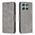 For Motorola Moto G56 5G Lambskin Texture Pure Color Flip Leather Phone Case(Grey) - 1