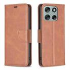 For Motorola Moto G56 5G Lambskin Texture Pure Color Flip Leather Phone Case(Brown) - 1