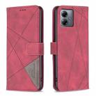 For Motorola Moto G14 4G Magnetic Buckle Rhombus Texture Leather Phone Case(Red) - 1