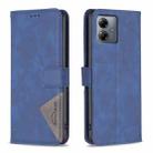 For Motorola Moto G14 4G Magnetic Buckle Rhombus Texture Leather Phone Case(Blue) - 1