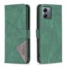 For Motorola Moto G14 4G Magnetic Buckle Rhombus Texture Leather Phone Case(Green) - 1