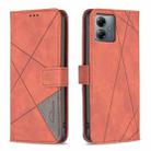 For Motorola Moto G14 4G Magnetic Buckle Rhombus Texture Leather Phone Case(Brown) - 1