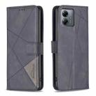 For Motorola Moto G14 4G Magnetic Buckle Rhombus Texture Leather Phone Case(Black) - 1