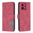 For Motorola Moto G84 5G Magnetic Buckle Rhombus Texture Leather Phone Case(Red) - 1