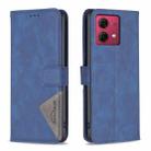 For Motorola Moto G84 5G Magnetic Buckle Rhombus Texture Leather Phone Case(Blue) - 1