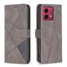 For Motorola Moto G84 5G Magnetic Buckle Rhombus Texture Leather Phone Case(Grey) - 1