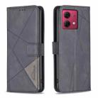 For Motorola Moto G84 5G Magnetic Buckle Rhombus Texture Leather Phone Case(Black) - 1