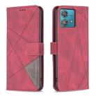 For Motorola Edge 40 Neo Magnetic Buckle Rhombus Texture Leather Phone Case(Red) - 1