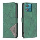 For Motorola Edge 40 Neo Magnetic Buckle Rhombus Texture Leather Phone Case(Green) - 1