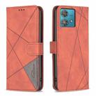 For Motorola Edge 40 Neo Magnetic Buckle Rhombus Texture Leather Phone Case(Brown) - 1