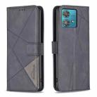 For Motorola Edge 40 Neo Magnetic Buckle Rhombus Texture Leather Phone Case(Black) - 1