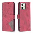 For Motorola Moto G54 5G EU Edition Magnetic Buckle Rhombus Texture Leather Phone Case(Red) - 1