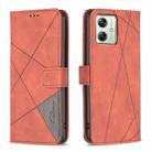 For Motorola Moto G54 5G EU Edition Magnetic Buckle Rhombus Texture Leather Phone Case(Brown) - 1