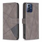 For Motorola Moto G Play 2024 Magnetic Buckle Rhombus Texture Leather Phone Case(Grey) - 1