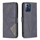 For Motorola Moto G Play 2024 Magnetic Buckle Rhombus Texture Leather Phone Case(Black) - 1