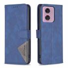 For Motorola Moto G34 5G Magnetic Buckle Rhombus Texture Leather Phone Case(Blue) - 1
