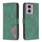 For Motorola Moto G34 5G Magnetic Buckle Rhombus Texture Leather Phone Case(Green) - 1