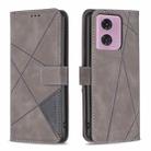 For Motorola Moto G34 5G Magnetic Buckle Rhombus Texture Leather Phone Case(Grey) - 1