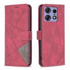 For Motorola Edge 50 Pro 5G Magnetic Buckle Rhombus Texture Leather Phone Case(Red) - 1