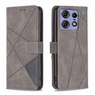 For Motorola Edge 50 Pro 5G Magnetic Buckle Rhombus Texture Leather Phone Case(Grey) - 1