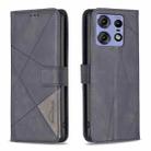 For Motorola Edge 50 Pro 5G Magnetic Buckle Rhombus Texture Leather Phone Case(Black) - 1