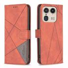 For Motorola Edge 50 Ultra Magnetic Buckle Rhombus Texture Leather Phone Case(Brown) - 1
