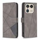 For Motorola Edge 50 Ultra Magnetic Buckle Rhombus Texture Leather Phone Case(Grey) - 1