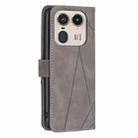 For Motorola Edge 50 Ultra Magnetic Buckle Rhombus Texture Leather Phone Case(Grey) - 3