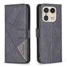 For Motorola Edge 50 Ultra Magnetic Buckle Rhombus Texture Leather Phone Case(Black) - 1