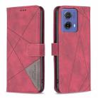 For Motorola Moto G85 Magnetic Buckle Rhombus Texture Leather Phone Case(Red) - 1