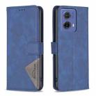 For Motorola Moto G85 Magnetic Buckle Rhombus Texture Leather Phone Case(Blue) - 1