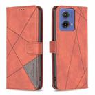 For Motorola Moto G85 Magnetic Buckle Rhombus Texture Leather Phone Case(Brown) - 1