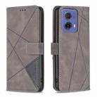 For Motorola Moto G85 Magnetic Buckle Rhombus Texture Leather Phone Case(Grey) - 1