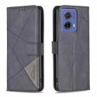 For Motorola Moto G85 Magnetic Buckle Rhombus Texture Leather Phone Case(Black) - 1