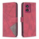 For Motorola Edge 50 Fusion Magnetic Buckle Rhombus Texture Leather Phone Case(Red) - 1