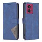 For Motorola Edge 50 Fusion Magnetic Buckle Rhombus Texture Leather Phone Case(Blue) - 1