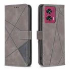 For Motorola Edge 50 Fusion Magnetic Buckle Rhombus Texture Leather Phone Case(Grey) - 1