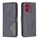 For Motorola Edge 50 Fusion Magnetic Buckle Rhombus Texture Leather Phone Case(Black) - 1