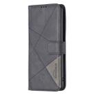 For Motorola Edge 50 Fusion Magnetic Buckle Rhombus Texture Leather Phone Case(Black) - 2