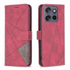 For Motorola Edge 50 Neo Magnetic Buckle Rhombus Texture Leather Phone Case(Red) - 1