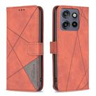 For Motorola Edge 50 Neo Magnetic Buckle Rhombus Texture Leather Phone Case(Brown) - 1