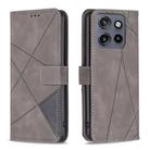 For Motorola Edge 50 Neo Magnetic Buckle Rhombus Texture Leather Phone Case(Grey) - 1